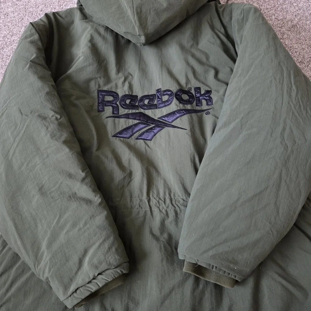 VTG 90s Reebok Full Length Long Puffer Jacket Quilted‎ Size XL Mens- Army Green